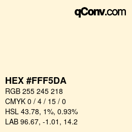 Farbcode: HEX #FFF5DA | qconv.com