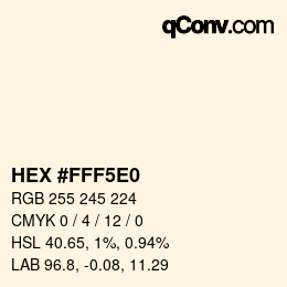 Color code: HEX #FFF5E0 | qconv.com