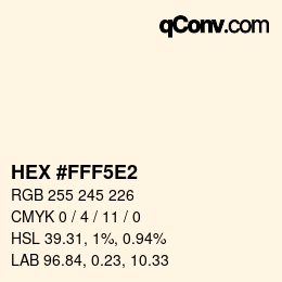 Farbcode: HEX #FFF5E2 | qconv.com