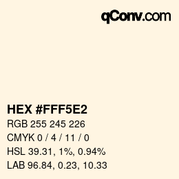 カラーコード: HEX #FFF5E2 | qconv.com