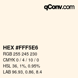 Farbcode: HEX #FFF5E6 | qconv.com