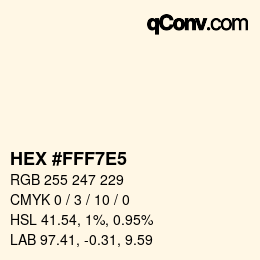 Color code: HEX #FFF7E5 | qconv.com