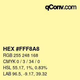 Color code: HEX #FFF8A8 | qconv.com