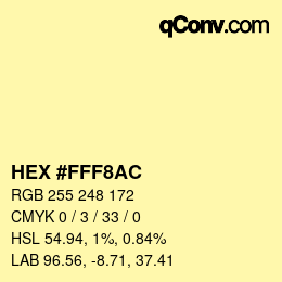 Color code: HEX #FFF8AC | qconv.com