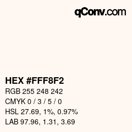 Farbcode: HEX #FFF8F2 | qconv.com