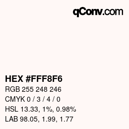 Color code: HEX #FFF8F6 | qconv.com