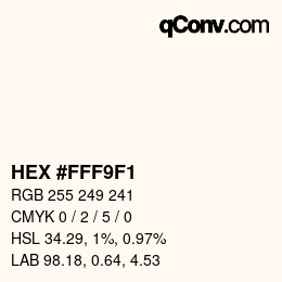 颜色代码: HEX #FFF9F1 | qconv.com