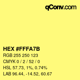 Color code: HEX #FFFA7B | qconv.com