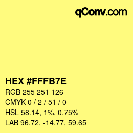 Color code: HEX #FFFB7E | qconv.com