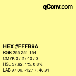 Color code: HEX #FFFB9A | qconv.com