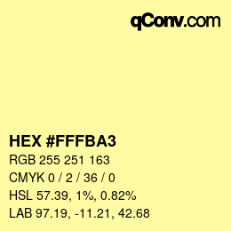 Color code: HEX #FFFBA3 | qconv.com