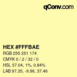 Color code: HEX #FFFBAE | qconv.com