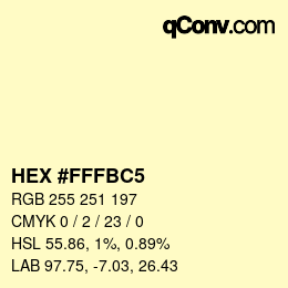 Color code: HEX #FFFBC5 | qconv.com