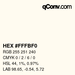 Color code: HEX #FFFBF0 | qconv.com