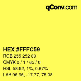 Code couleur: HEX #FFFC59 | qconv.com