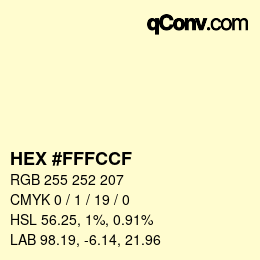 カラーコード: HEX #FFFCCF | qconv.com