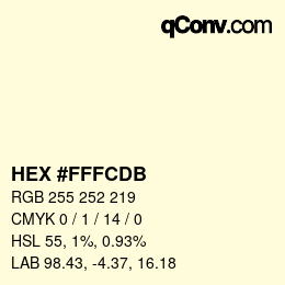 Color code: HEX #FFFCDB | qconv.com