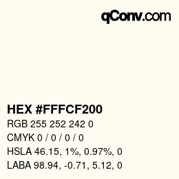 颜色代码: HEX #FFFCF200 | qconv.com