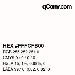 Color code: HEX #FFFCFB00 | qconv.com