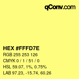 Color code: HEX #FFFD7E | qconv.com