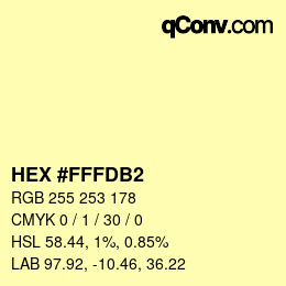 Color code: HEX #FFFDB2 | qconv.com
