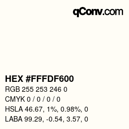 Código de color: HEX #FFFDF600 | qconv.com