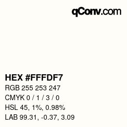 颜色代码: HEX #FFFDF7 | qconv.com
