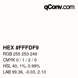 Farbcode: HEX #FFFDF9 | qconv.com