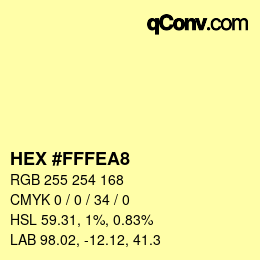 Color code: HEX #FFFEA8 | qconv.com