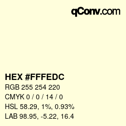 カラーコード: HEX #FFFEDC | qconv.com