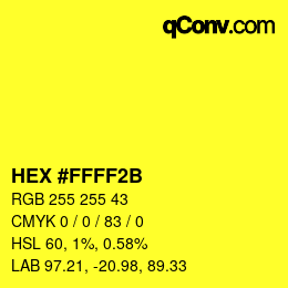 颜色代码: HEX #FFFF2B | qconv.com