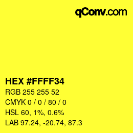 Farbcode: HEX #FFFF34 | qconv.com