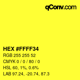 Farbcode: HEX #FFFF34 | qconv.com