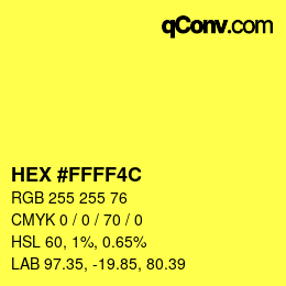颜色代码: HEX #FFFF4C | qconv.com
