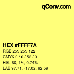 颜色代码: HEX #FFFF7A | qconv.com