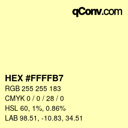 Color code: HEX #FFFFB7 | qconv.com