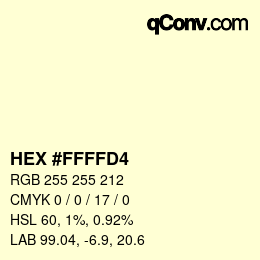 カラーコード: HEX #FFFFD4 | qconv.com