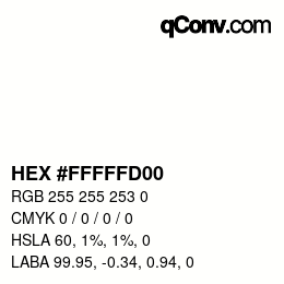 颜色代码: HEX #FFFFFD00 | qconv.com