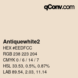 Nom de la couleur: Antiquewhite2 HEX #EEDFCC | qconv.com