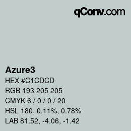 Nom de la couleur: Azure3 HEX #C1CDCD | qconv.com