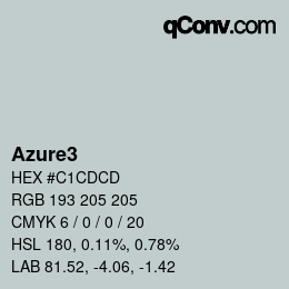 颜色名称: Azure3 HEX #C1CDCD | qconv.com