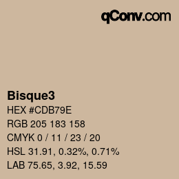 カラー名: Bisque3 HEX #CDB79E | qconv.com