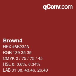 カラー名: Brown4 HEX #8B2323 | qconv.com