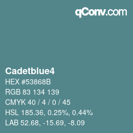 Nom de la couleur: Cadetblue4 HEX #53868B | qconv.com