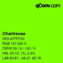 颜色名称: Chartreuse HEX #7FFF00 | qconv.com