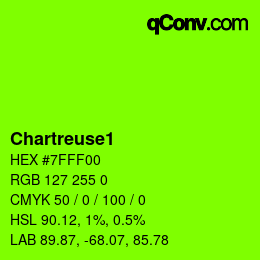 カラー名: Chartreuse1 HEX #7FFF00 | qconv.com