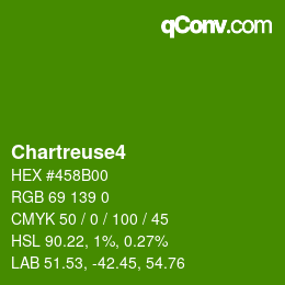 颜色名称: Chartreuse4 HEX #458B00 | qconv.com