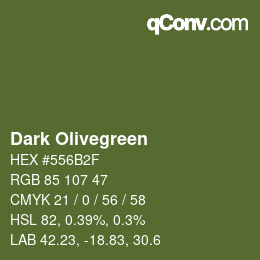 Nom de la couleur: Dark Olivegreen HEX #556B2F | qconv.com