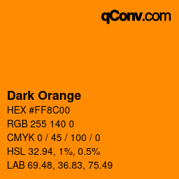 カラー名: Dark Orange HEX #FF8C00 | qconv.com