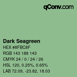 カラー名: Dark Seagreen HEX #8FBC8F | qconv.com